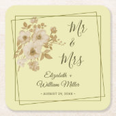 Rose - Gelbe Hochzeit Rechteckiger Pappuntersetzer (Vorderseite)