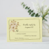 Rose - Gelbe Hochzeit RSVP Karte (Stehend Vorderseite)