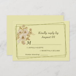 Rose - Gelbe Hochzeit RSVP Karte