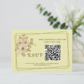 Rose - Gelbe Hochzeit RSVP Karte (Stehend Vorderseite)