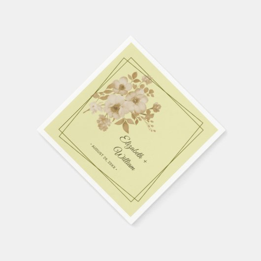 Rose - Gelbe Hochzeit Serviette (Ecke)