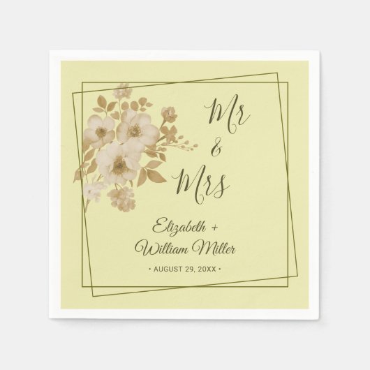 Rose - Gelbe Hochzeit Serviette (Vorderseite)