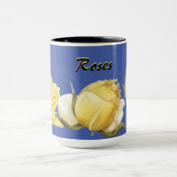 "Rose" Gelbe Rosen auf blauem Kaffee