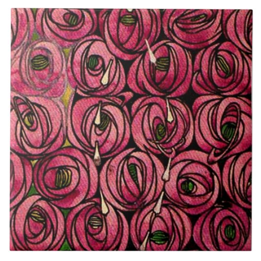 Rose, Gemälde von Charles Mackintosh,  Fliese (Vorderseite)
