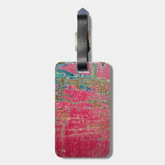 Rose gemalte Metallbeschaffenheit Gepäckanhänger (Rückseite vertikal)