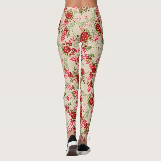 Rose Gemusterte Leggings - Schwarzes B&B-Logo (Rückseite)