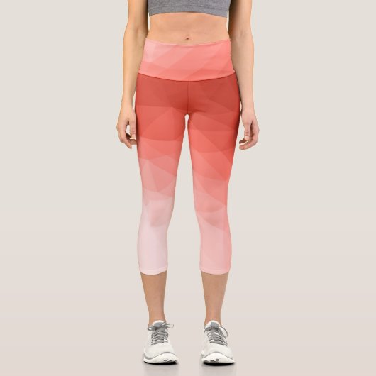 Rose geometrische Maschenombre Capri Leggings (Vorderseite)