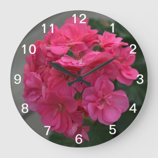 Rose Geranium Blume Große Wanduhr (Vorderseite)
