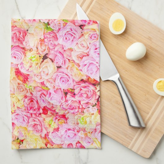 Rose Geschirrtuch (Viertel Falte)