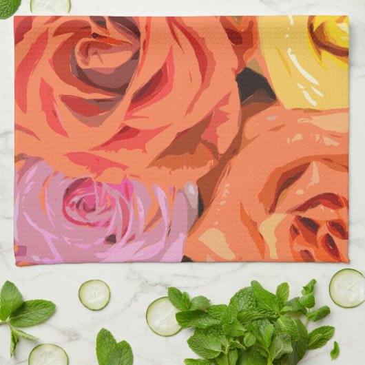 Rose Geschirrtuch (Gefaltet)