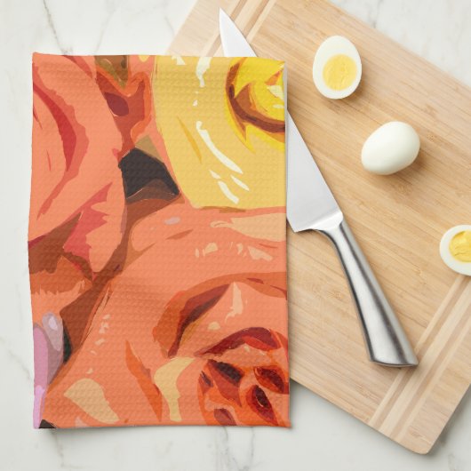 Rose Geschirrtuch (Viertel Falte)