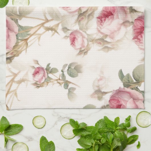 Rose Geschirrtuch (Gefaltet)