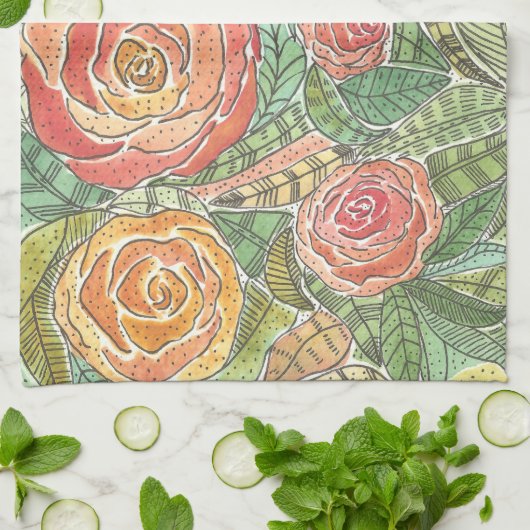 Rose Geschirrtuch (Gefaltet)