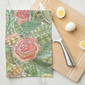 Rose Geschirrtuch (Viertel Falte)