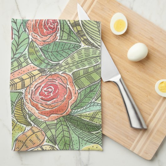 Rose Geschirrtuch (Viertel Falte)