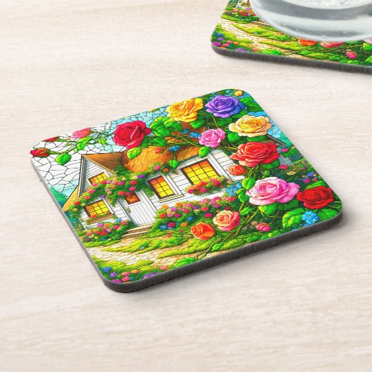 Rose Getränkeuntersetzer (Linke Seite)