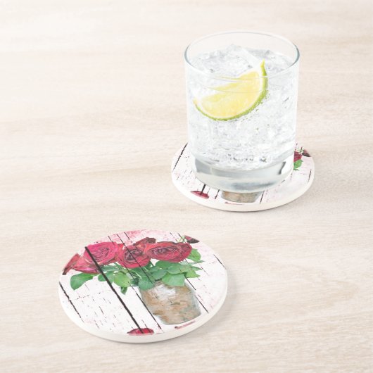 Rose Getränkeuntersetzer (Seite)