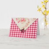 Rose Gingham Birthday Card Karte (Gelbe Blume)