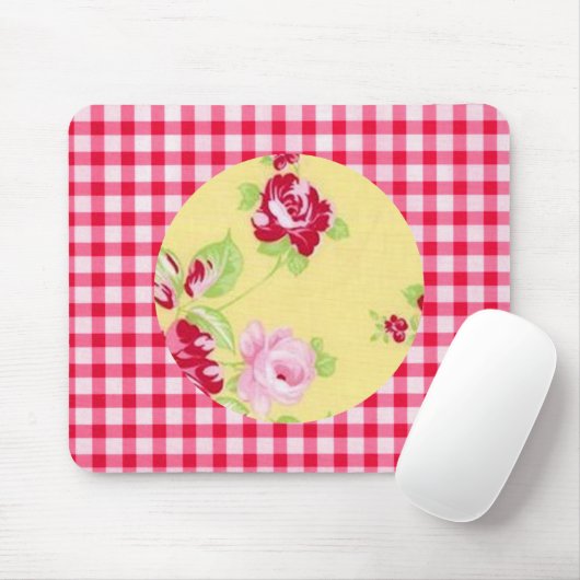 Rose Gingham Mousepad (Mit Mouse)