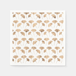 Rose Ginko Blätter weißer Hintergrund Serviette