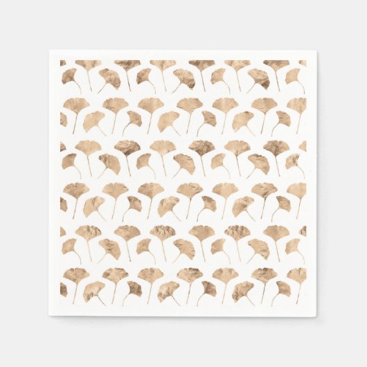 Rose Ginko Blätter weißer Hintergrund Serviette (Vorderseite)