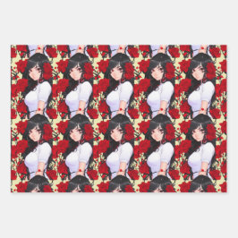 Rose Girl Anime Geschenkpapier Set