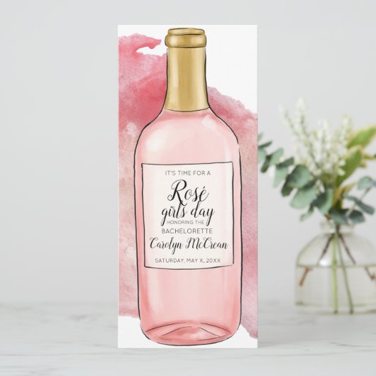 Rosé Girls Day Junggeselinnen-Abschied Einladung (Stehend Vorderseite)