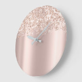 Rose Girly Glam Spark Glitzer Tropfen Roter Glitze Große Wanduhr (Winkel)