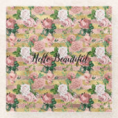 Rose Glam Glitz Rose Blumenstrauß Glasuntersetzer (Vorderseite)