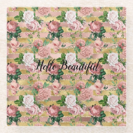 Rose Glam Glitz Rose Blumenstrauß Glasuntersetzer (Vorderseite)