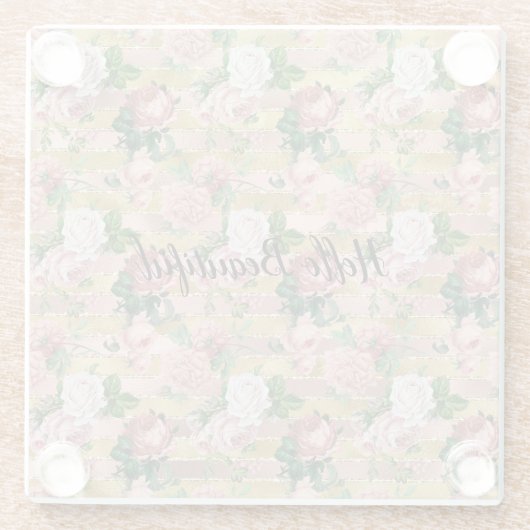 Rose Glam Glitz Rose Blumenstrauß Glasuntersetzer (Rückseite)