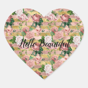 Rose Glam Glitz Rose Blumenstrauß Herz-Aufkleber