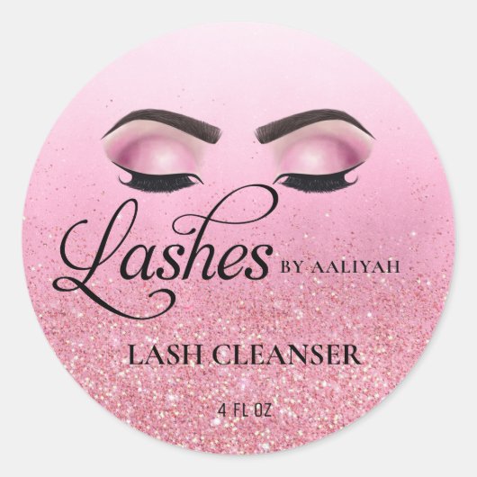 Rose Glam Glitzer Lash Bath Shampoo Cleanser Runder Aufkleber (Vorderseite)