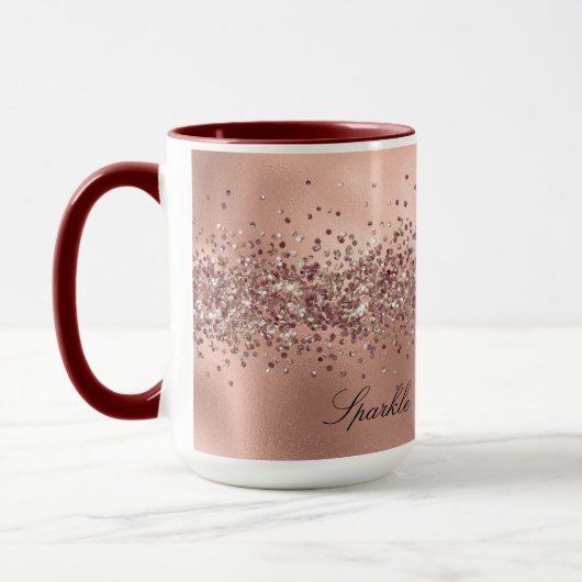 Rose Glam Gold Glitzy Sparkle Glitzer     Tasse (Links)