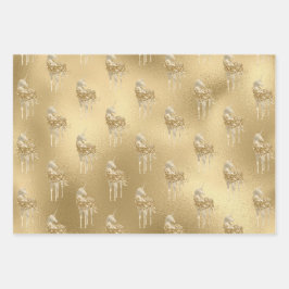 Rose Glam Gold Glitzy Sparkle Glitzer Unicorn Geschenkpapier Set