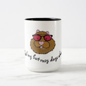 Rose Glasses Rosy Days Groundhog Day Zweifarbige Tasse (Mittel)