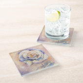 Rose Glasuntersetzer (Schrägansicht)