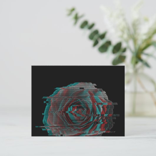 Rose Glitch Postkarte (Stehend Vorderseite)
