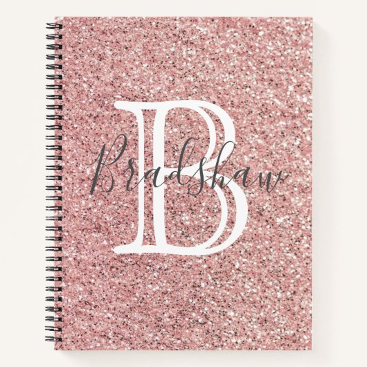 Rose Glitter Name Notizblock (Vorderseite)