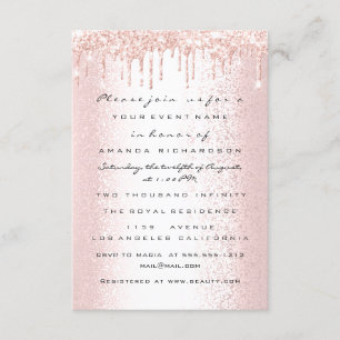 Rose Glitter Tropfen Hochzeit Braut 16. Geburtstag Einladung