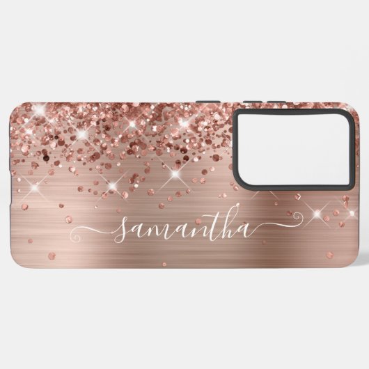 Rose Glitterie Foil Girly Signature Samsung Galaxy Hülle (Linke Seite)