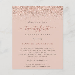 Rose Glitzer 21. Geburtstag Party Einladung