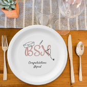 Rose Glitzer BSN Nurse Abschluss Pinning Party Pappteller