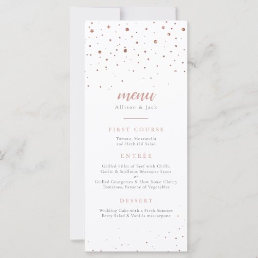 Rose Glitzer Classic Wedding Menu (Vorderseite)