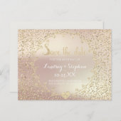 Rose Glitzer Confetti Champaigne Save the Date Ankündigungspostkarte (Vorne/Hinten)