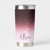 Rose Glitzer-Gefälle personalisiert Thermobecher (Links)