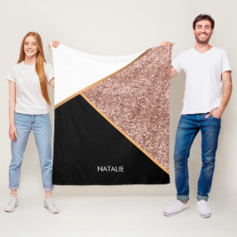 Rose Glitzer Geometric Fleecedecke