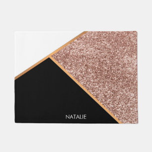 Rose Glitzer Geometric Fußmatte