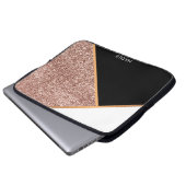 Rose Glitzer Geometric Laptopschutzhülle (Vorne Knopf)