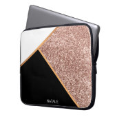 Rose Glitzer Geometric Laptopschutzhülle (Vorderseite Links)